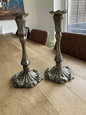 James Dixon & Sons Antique Art Nouveau Silver Plated Candlesticks - Pair • £95