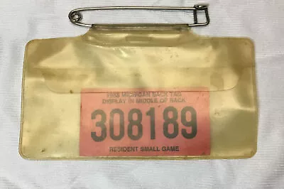 1988 Michigan Resident Small Game License Back Tag In Case With Pin • $10.99