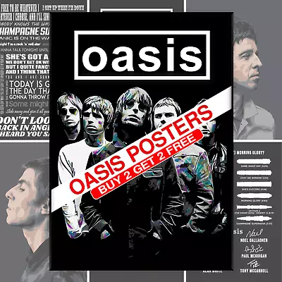 Oasis Music Poster Classic Retro Rock Vintage Wall Art Print • £3.49