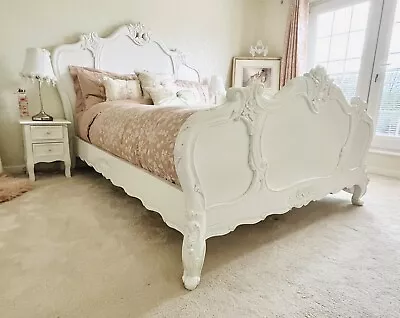 Laura Ashley White Wood French Double Bed Frame • £650
