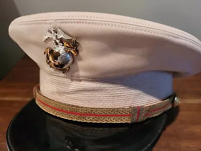 Original WW2 US Marine Corps Officer Dress Blues Visor Cap Size 7 USMC Hat • $249.99