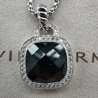 $36.82 • Buy David Yurman Silver Petite Albion Pendant Necklace 14mm Black Onyx And Diamonds