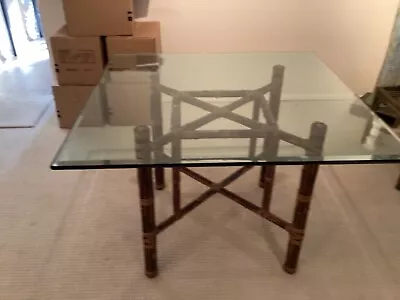 Mcguire 42 Square Bamboo And Glass Table • $1200