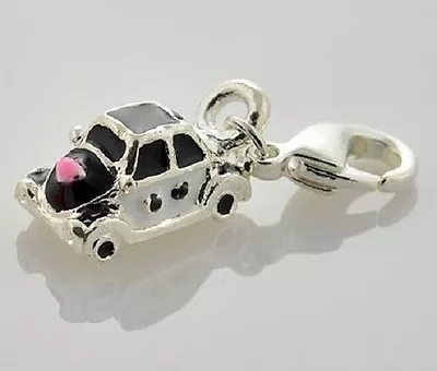 Sterling Silver Finish Enamel Vw Beetle Car Clip On Charm  • $4.71