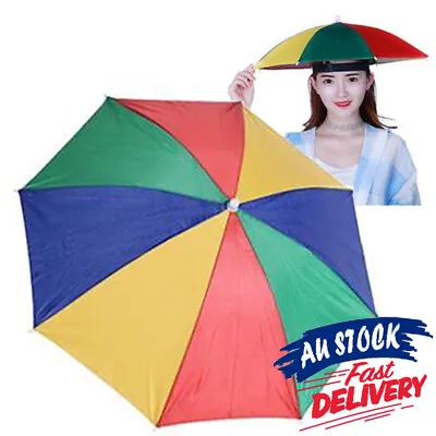 Camping Fishing Portable Umbrella Hat Cap New Multicolor Headwear Sun Rain • $9.98