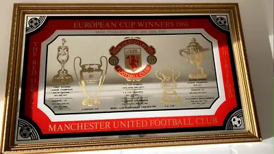 Manchester Utd Football European Cup Winners 1968 Framed Mirror Bar Pub Mancave • £35