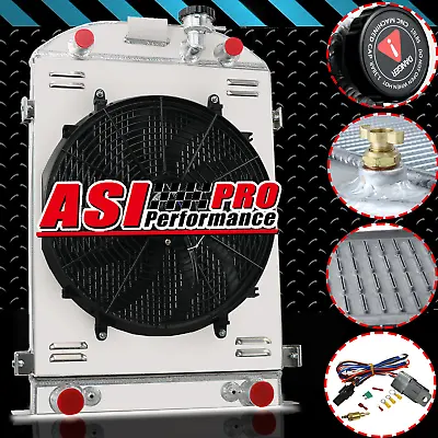 4 ROW Aluminum Radiator Shroud Fan For 1935-1936 Ford Model-A FLATHEAD 28  H • $279