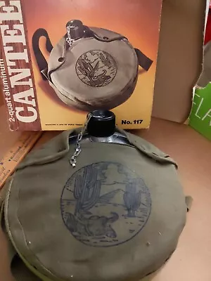 Vintage World Famous Canteen 2 Qt. Wool & Metal W/ Strap In Original Box #117 • $14