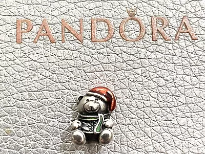 Genuine Pandora 925 Silver Christmas Bear Red Enamel Hat Bracelet Charm S925 ALE • £9.95