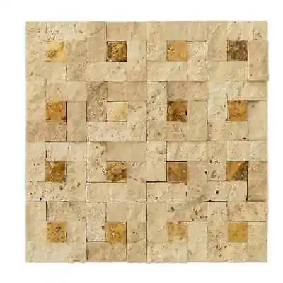 Beige Splitface Travertine Mosaic - 1 X2 X5/8  - 1 Pcs 4 X4  Sample Order • $9.90