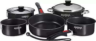 Products  Gourmet Nesting 10-Piece Jet Black Stainless Steel Induction Cookwar • $437.24