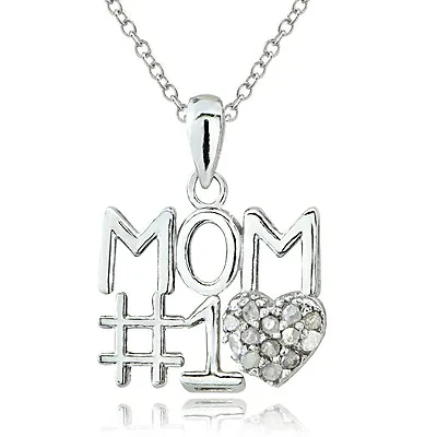 Sterling Silver 1/8ct Diamond #1 MOM Necklace • $24.99