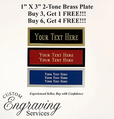 Engraved 1 X3  Custom TWO TONE BRASS Trophy Plate Name Tag Plaque Memorial • $4.62