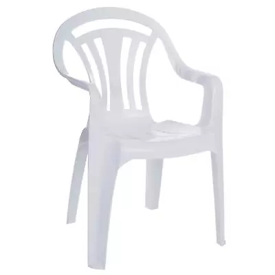 Garden Arm Chairs Outdoor Furniture Waterproof Set Stacking Plastic White Seat • £20.99