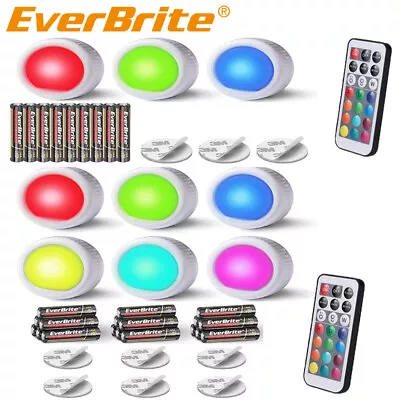 EverBrite Tap Light Push Light LED Lights W/12 RGB Color Wireless Light 3PK/6PK • $35.14