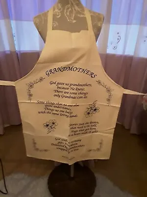 BRAND NEW Full Length Apron 100% Cotton With 'Grandmothers' Verse Cream • £14.50