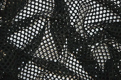 £0.99 • Buy Black Fish Net Airtex Mesh Fabric Polyester Stretch Material 3 To 4 Mm Holes 