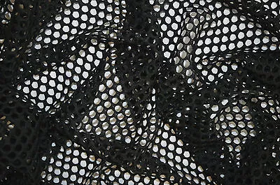 Black Fish Net Airtex Mesh Fabric Polyester Stretch Material 3 To 4 Mm Holes  • £0.99