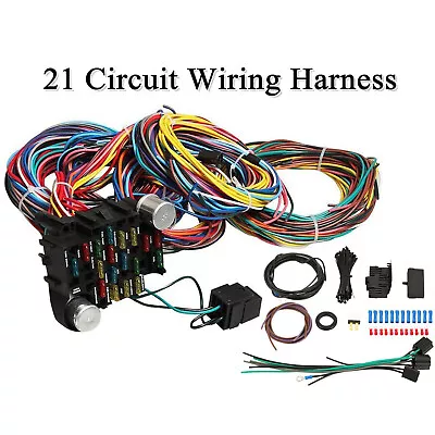 21 Circuit Wiring Harness Hotrod Universal Kit Fit Chevy Mopar Ford Jeep Hotrods • $70.59