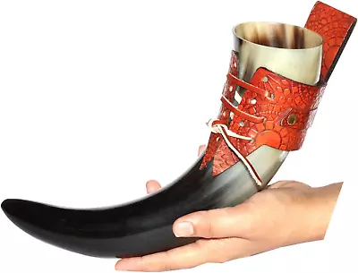 5Moonsun5'S Viking Drinking Horn 16 Oz. Drinking Horn With Genuine Leather Holst • $31.22