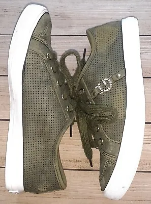 G By Guess Women's 7 M Baylee Green Olive Lace Up Low Top Logo Sneaker Shoes  • $12.99