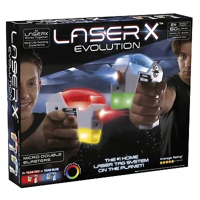 Laser X Evolution Home Laser Tag Micro Double Blasters Set 60m Range Interactive • £40.06