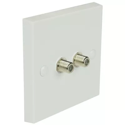 Twin Sky Satellite F Screw Type Wall Plate White Faceplate Socket Connector • £3.95
