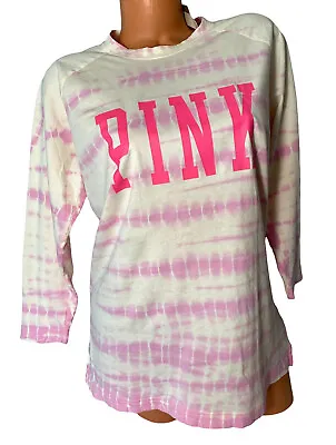 NWT Victorias Secret PINK Tie Dye Logo Raglan T-Shirt Pink Peach Small • $9.60