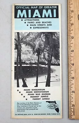 1960s Official Map Of Greater Miami Tourist Travel Attractions Brochure • $9.99