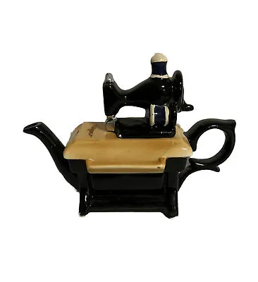 Vintage Ceramic Miniature Antique Style Black Sewing Machine Tea Pot With Handle • $9
