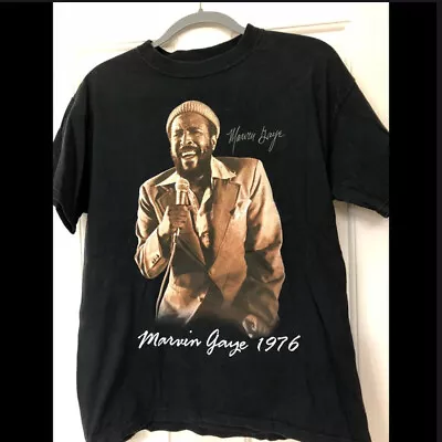 Vintage 1976 Live Tour Marvin Gaye Shirt Classic Black Men Unisex S-234XL CC687 • $22.79