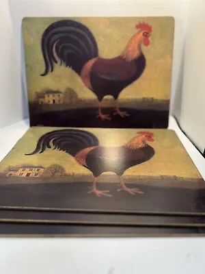 Pimpernel Rooster Placemats Emma Baker Cork Backed Vintage Set Of 4 • $27.95