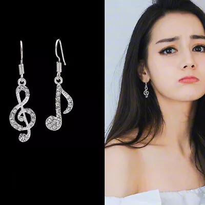 Asymmetriy Music Notes Rhinestone Fashion Dangle Earrings Women Girls Jewelry  • $1.30