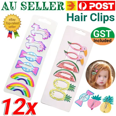 $4.45 • Buy 12pcs Kids Cute Hair Clips Set Girls Toddler Pin Hair Pretty Unicorn Hairpin AU