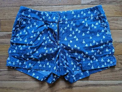 Women's J. Crew Navy With White Sailboats Print Chino Shorts Size 0  • £5.79