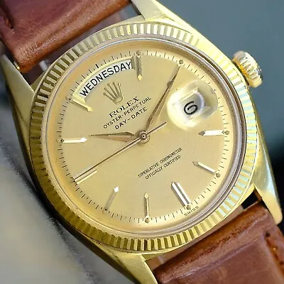 Rolex Vintage Mens Day-date 1803 Champagne Dial Fluted Bezel 36mm Watch • $21875