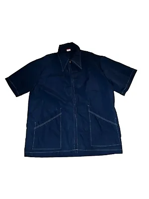 Vintage 60's 70s Sears Kings Road Navy Zip Up Shirt Mens Medium Chore • $27.99