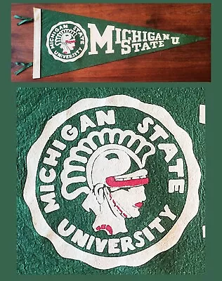 Vintage 1950s Michigan State University Spartans Football Pennant! WOW! • $69