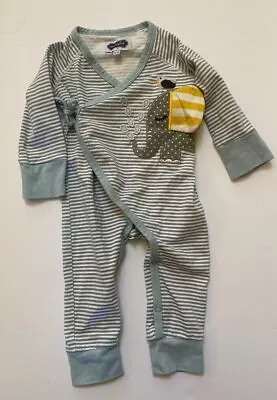 Mud Pie Baby Mudpie Elephant Striped Side Tie Kimono Romper 1pc 6-9 M Boy Girl • $9.99