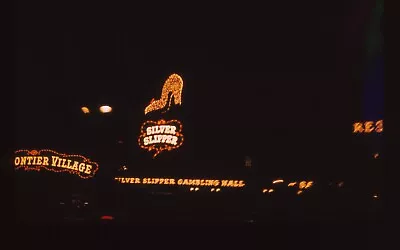 Vintage 35mm Slide 1959 Las Vegas Silver Slipper Casino Sign Lighted Night • $10