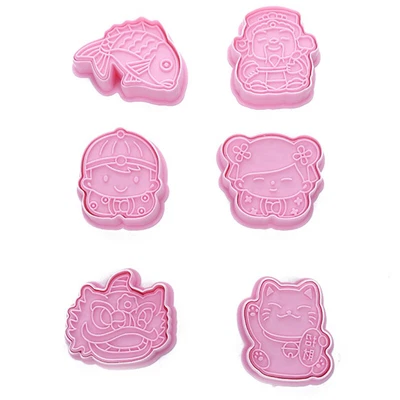 £5.11 • Buy 6Pcs Cookie Cutters With Plunger Stampers Cute Cartoon Pattern Biscuit Molds Z4