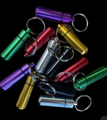 12 Mini Waterproof Metal Medicine Pill Case Bottle Holder Container Keychain • $8