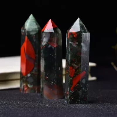 African Bloodstone Healing Crystal Tower Point Wands Reiki Obelisk Mineral Rocks • $14.90