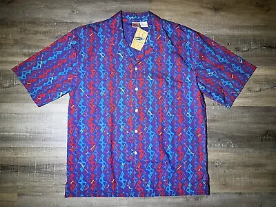 Vintage Nike Branded Short Sleeve Button Up Shirt Large RARE Zack Morris 90’s • $300