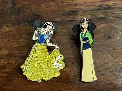 Lot Of 2 Disney Princess Trading Pins Snow White Mulan 2007 2012 • $14