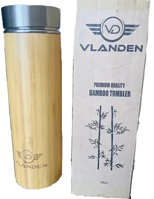 Sustainable Bamboo Tumbler W/ Tea Wood Stainless Steel Travel Mug Thermos 17 Cup • $20