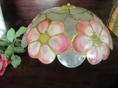 Vintage Retro Capiz Shell Flower Ceiling Uplighter / Light Shade • £34.95