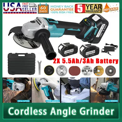 125MM Electric Brushless Cordless Angle Grinder With 2 Battery For Makita 18V • $45.99