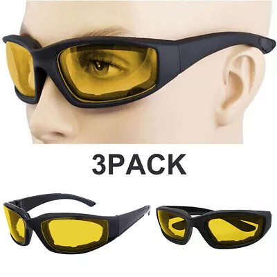 3PCS Padded Foam Safety Wind Resistant Sunglasses Motorcycle Riding Glasses • $9.79