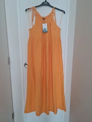 Marks And Spencer Beachwear Maxi Dress Size 12 Clemantine 100% Cotton • £12.95